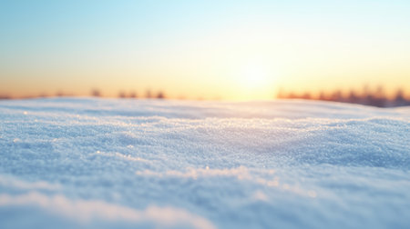 Serene Winter Landscape at Sunrise with Delicate Snow Cover and Soft Light Illuminating Frosty Ground in a Peaceful Natural Environmentの素材