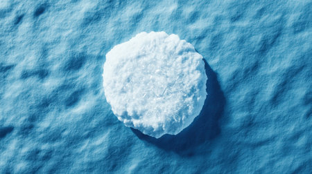 Close-Up View of a Single Snowflake on Smooth Blue Surface Capturing the Beauty and Intricacy of Winter's Natural Wondersの素材
