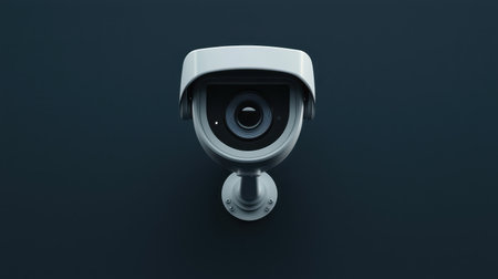 Modern Security Camera Mounted on Wall with Minimalistic Design for Surveillance and Safety Monitoring in Residential and Commercial Spacesの素材
