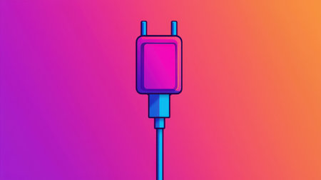 Vibrant Charging Adapter with Colorful Background for Modern Tech and Digital Lifestyle Representation in Stock Photographyの素材