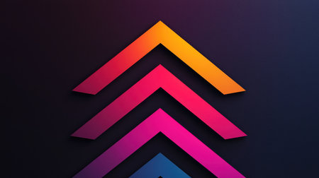 Vibrant Arrow Design with Gradient Colors on Dark Background, Ideal for Creative Projects and Digital Art Applications in Modern Aestheticの素材