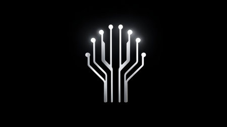 Abstract representation of a technology tree designed with circuit patterns showcasing growth, innovation, and interconnectedness in digital ageの素材