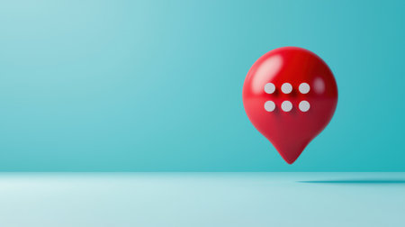 Vibrant Red Map Pin with White Dots Floating Against a Soft Blue Background for Location Tracking and Navigation Conceptsの素材
