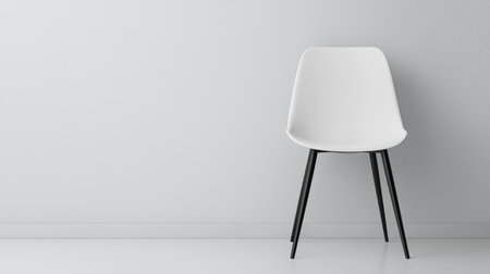 Minimalist Modern Chair Design Against White Wall with Clean Lines and Sleek Aesthetic for Contemporary Interior Spaces and Home Decorの素材