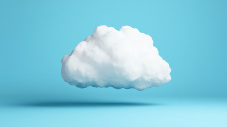 A fluffy white cloud floats against a serene blue background, creating a calming and dreamy atmosphere.の素材