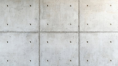 A textured concrete wall with visible panels and small fasteners, showcasing a minimalist and industrial aesthetic.の素材