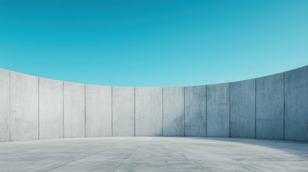Minimalist concrete wall with clear blue sky background in a modern architectural space for design projects and creative inspirationsの素材