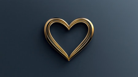 A golden heart shape on a dark background, symbolizing love and affection, with smooth, elegant lines.の素材