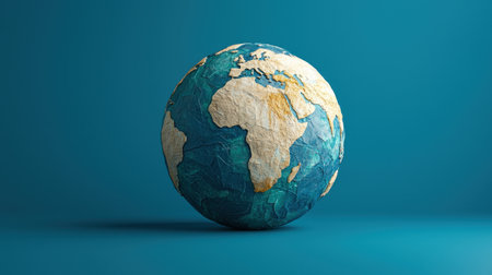 A colorful globe highlighting Africa, set against a teal background, symbolizing geography and the planet.の素材