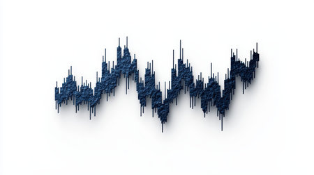 A dynamic graph depicting fluctuating data, showcasing peaks and troughs, representing trends in an analytical format.の素材