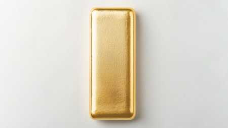 A shiny gold bar resting on a light background, symbolizing wealth and luxury.の素材