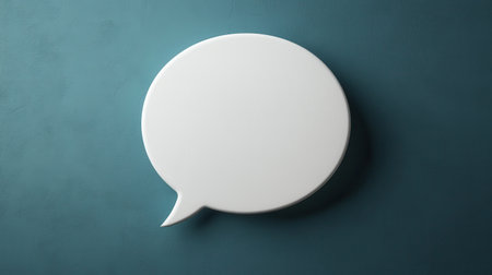 Minimalist Speech Bubble Against Textured Blue Wall for Communication and Dialogue in Modern Design Contextの素材