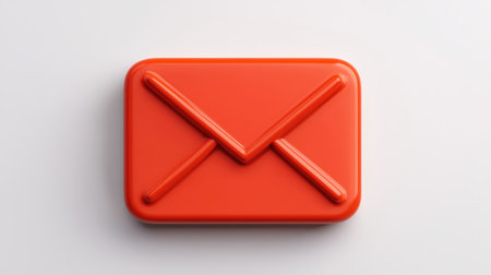 Bright Red Envelope Icon on a Clean White Background Representing Digital Communication and Email Management in Modern Design Styleの素材