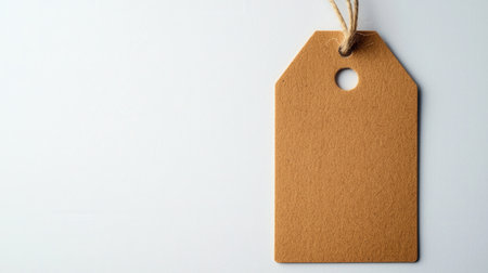 Blank Brown Paper Tag with String on a White Background for Pricing, Labeling, or Crafting Uses in Various Creative Projects and Designsの素材