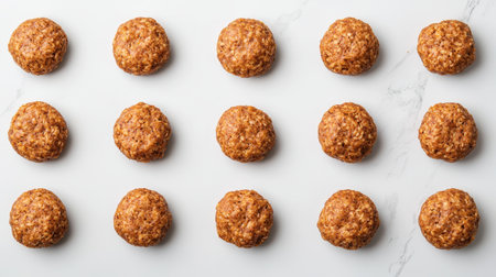 Freshly Baked Oatmeal Cookies on a Light Surface with a Simple Marble Texture, Perfect for Sweet Treats or Dessert Inspirationsの素材