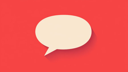 Simple Speech Bubble Graphic on a Red Background for Communication, Speech, Messaging, and Social Media Use in Digital Designs and Marketing Materialsの素材