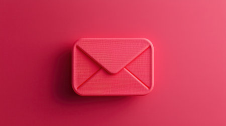 Bright Red Envelope on Pink Background, Stylish and Minimalistic, Perfect for Celebrations, Invitations, or Creative Messaging in Modern Designの素材