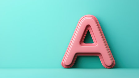 Pink letter A silhouette on a mint green background, perfect for educational themes, signage, or creative designs in various projects and materials.の素材