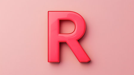 Glossy Red Letter R on Soft Pink Background, 3D Render, Stylish and Modern Design Element for Branding, Marketing, and Creative Projectsの素材