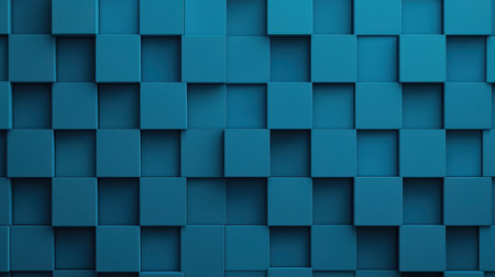 Textured geometric pattern featuring multiple shades of turquoise cubes arranged in a grid, creating a visually appealing modern design backdropの素材