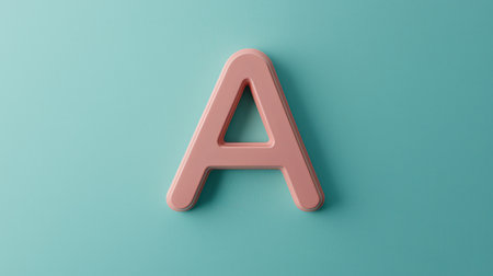 3D Render of a Pink Letter A on a Light Blue Background, Perfect for Creative Design, Educational Materials, and Stylish Typography Projectsの素材