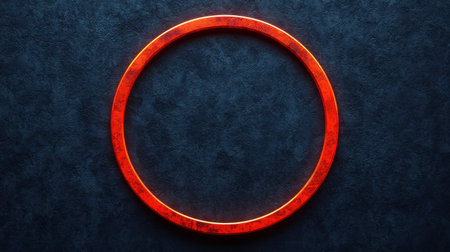 Bright Red Circular Frame Over Dark Textured Background Ideal for Creative Design, Branding, Advertising, and Digital Art Projectsの素材