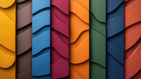 A vibrant display of textured materials showcasing various colors and patterns, creating an appealing visual contrast.の素材