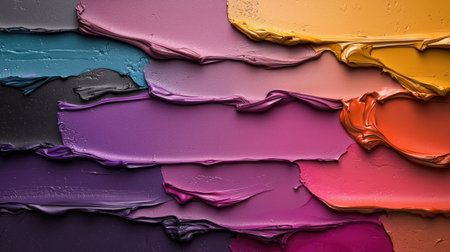 A vibrant close-up of layered paint, showcasing a blend of colors and textures, emphasizing artistic creativity and expression.の素材