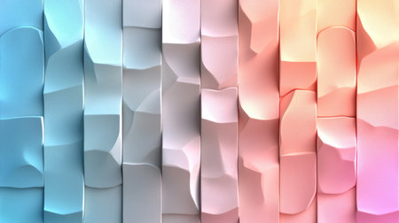 A vibrant gradient of textured layers transitions from blue to pink, creating a visually striking abstract design with depth and dimension.の素材