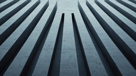 A close-up view of a textured, linear surface with deep grooves, creating a sense of depth and dimension.の素材