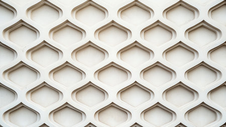 A textured wall featuring a repeating pattern of diamond-shaped cutouts, creating a visually interesting and modern design.の素材