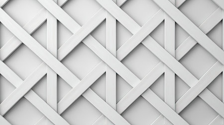 A close-up view of a white lattice pattern, showcasing geometric lines and a textured surface ideal for design and architectural applications.の素材