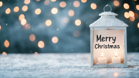 Cozy winter lantern glowing with candles and festive decoration, setting a warm and inviting atmosphere for Christmas celebrations and holiday gatheringsの素材