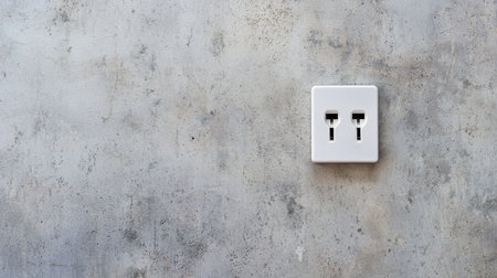 Clean and Minimalist Concrete Wall with White Electrical Outlet Showing Modern Design and Functional Aesthetic for Interior Spaces and Contemporary Decorの素材