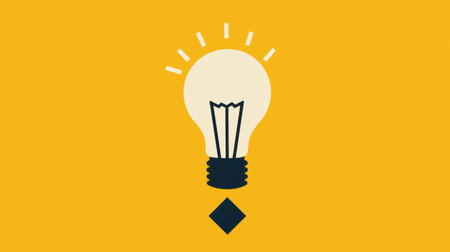 Creative light bulb illustration with bright yellow background symbolizing innovative ideas and inspiration for business, education, or design conceptsの素材