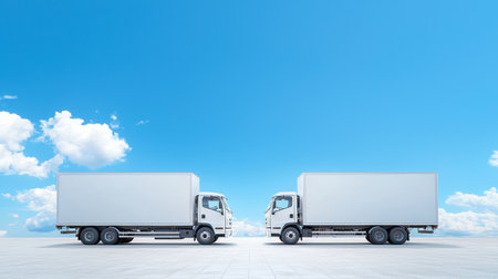 Delivery truck reversing into dock clear communication among crew bustling environment vibrant daylight side angle viewの素材