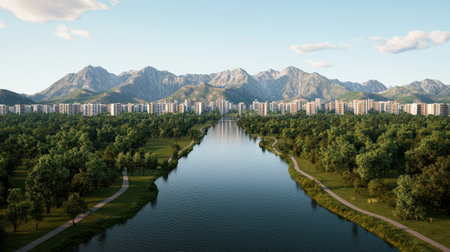 Smart eco-city integrating underground water recycling systems, kinetic energy sidewalks, and AI-optimized urban forestsの素材