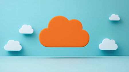 A cloud-based workspace where files, folders, and tools float in a cloud environment, symbolizing seamless digital collaboration in a hybrid work setup.の素材