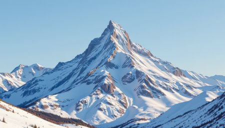 bright mountain peak in a minimalist style, using frost and stone shades, crisp contours, airy layout, lively aesthetic, high resolutionの素材