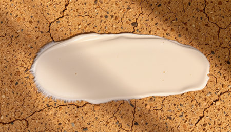 bold flat lay of body brush on a cork base, with sandy neutral colors, natural morning lighting radiance, soothing textures, high resolutionの素材