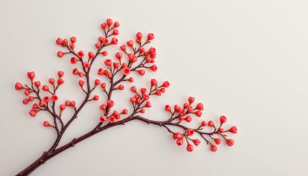 bright coral branch in a minimalist style, using melon and dusk shades, crisp contours, airy layout, lively aesthetic, high resolutionの素材