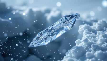 bright icicle in a minimalist style, using glacier and smoke shades, crisp contours, airy layout, lively aesthetic, high resolutionの素材