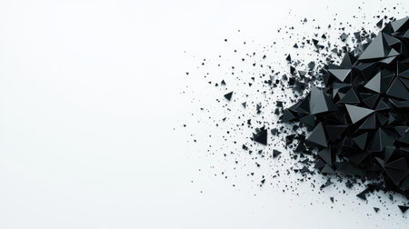 Black triangular shards scattered on a light background.の素材