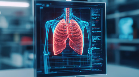 Medical imaging of human lungs with detailed anatomical view.の素材