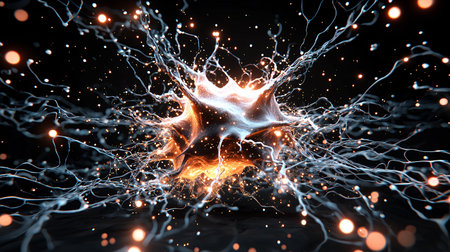 Abstract visualization of neural connections and pathways.の素材