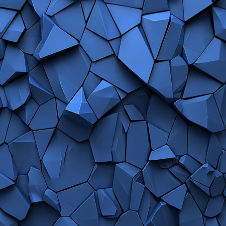 Abstract blue geometric texture with sharp angles and facets.の素材