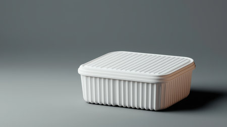 Container with ridged design on a gray background.の素材
