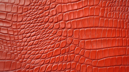 Textured red crocodile leather surface with a glossy finish.の素材