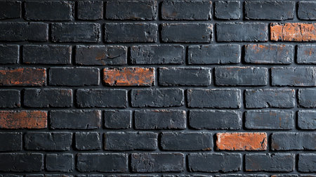 Textured black brick wall with hints of rust and wear.の素材