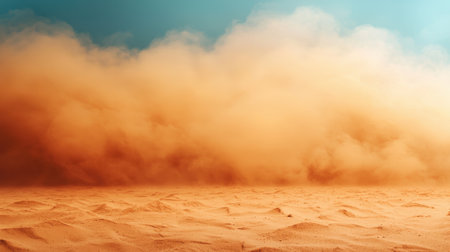 Desert landscape with swirling sand and blue sky.の素材